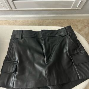 Zara Black Faux Leather Women Shorts